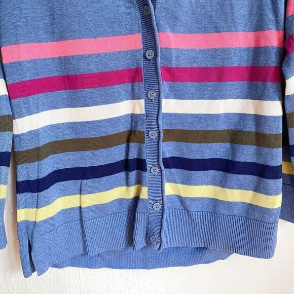 Talbots Girlfriend Cardigan Colorful Stripe Women’s Small Periwinkle Blue - Picture 7 of 11